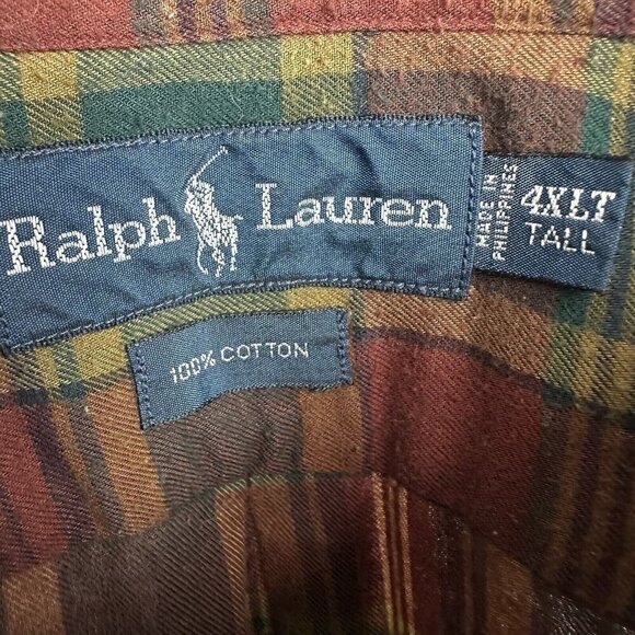 Polo Ralph Lauren Shirt Mens 4XLT Tall Multicolor Plaid Long Sleeve Button Down - Picture 2 of 9